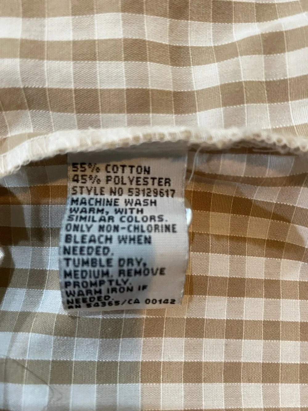 Alia Beige Gingham Button-Down Shirt - Picture 7 of 8